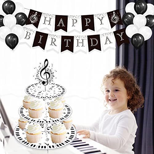 Notas de música de três camadas Decorações de festa Cupcake Stand/Tower Music Notes Stand Cupcake, Musical Social Media Party Supplies,