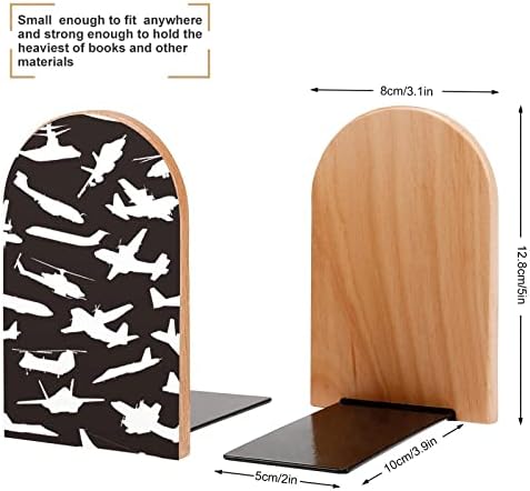 Silhuettes de avião Livros Livros de madeira estampa decorativa Ends para Shelve Pack de 1 par