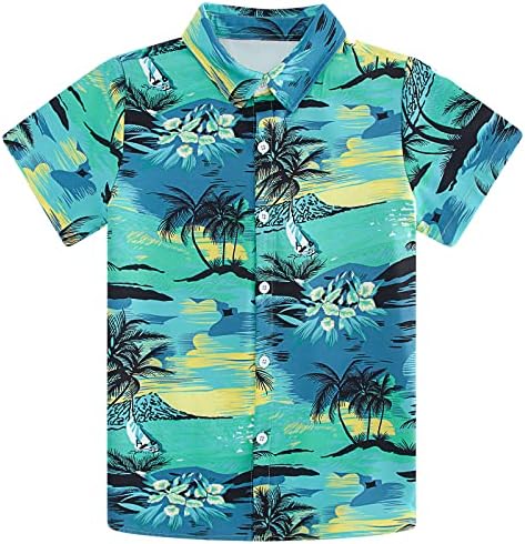 Unicomidea Little & Big Boys 3D Imprimir camisa havaiana Aloha Button Down Dress camisa por 3-14 anos