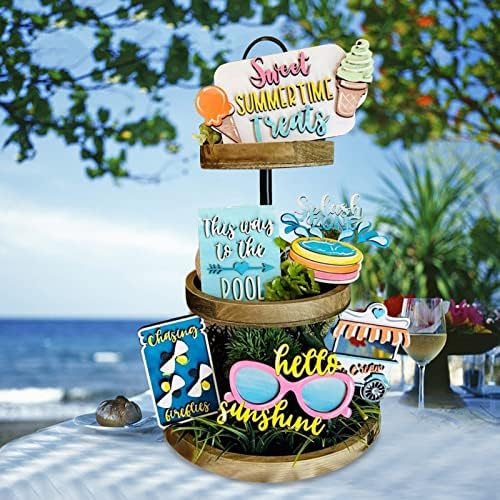 Decorações rústicas modernas para casas bandeja fresca 3d Flor Spring Kitchen Decorations Decor Decoração em camadas em casa Summer Wood Market plana bandeja de verão mini decoração para Páscoa todas as férias