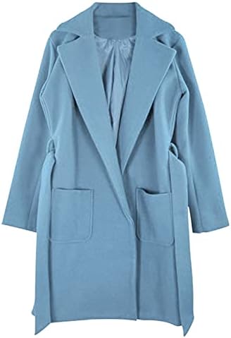 Seyu womens clássico casaco de ervilha lapela de manga comprida comprimento de trincheira fora de roupa com cinto