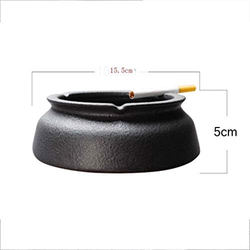 Shypt Black Glirse Glirse Ceramic Cigarette Ashtray ， para sala de estar doméstica, bandeja de cinzas para fumantes para desktop para decoração de escritório em casa