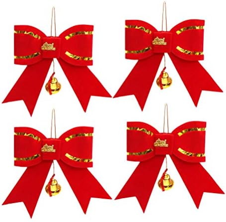 Kesyoo 4pcs Christmas Bowknot com mini sino de coragem de ornamentos de ornamento suprimento para decoração de natal