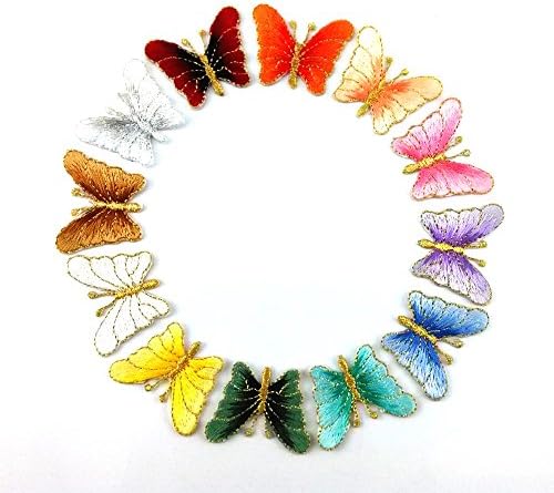 Honbay 12pcs bordados coloridos Apliques de borboleta em manchas Costura de decoração artesanal