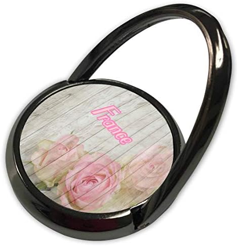 Arte da lente 3drose por Florene - French Vintage - Imagem da palavra França na madeira com lindas rosas rosa - anel de