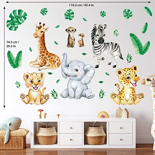 Decowall DSL-8067 Baby Jungle Animals adesivos de parede Decalques infantil infantil Decor Baby Safari Garotos da sala de parede