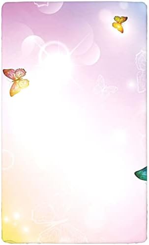 Folha de berço ajustada com tema do arco-íris, lençol de colchão de colchão de berço padrão Folha de colchão de materiais de material ou lençol de crianças, 28 “x52”, White Multicolor