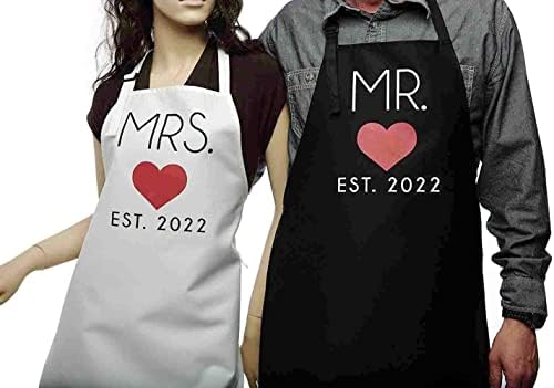 Sr. e Sra. Couples Kitchen Avens Bibs fofos para recém -casados