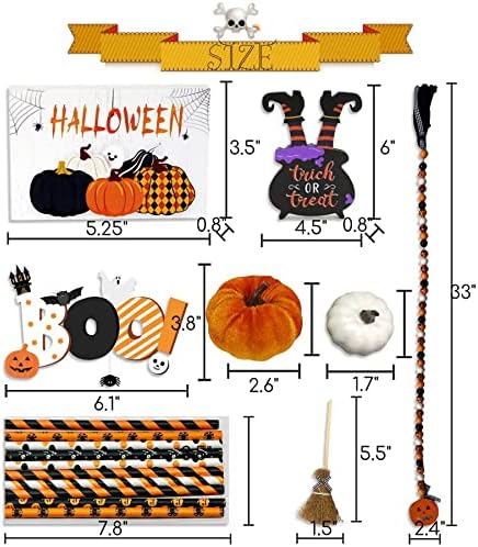 Decoração de Halloween Indoor - Decorações de Halloween para casa - 17pcs Conjunto de decoração de bandeja em camadas