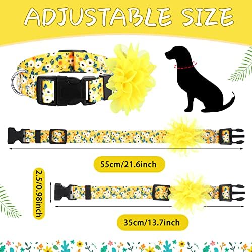 Pacote de cão de cachorro de 4 embalagem floral para menina Remoção de cão Flor Flor Ajuste Nylon Collar