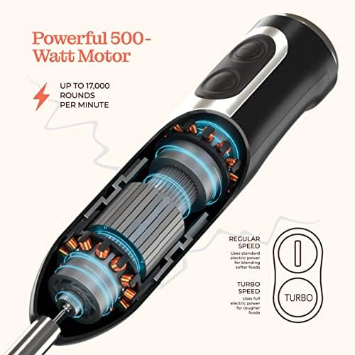 Liquidificador de imersão poderoso, liquidificador elétrico 500 watts com modo turbo, base destacável. Molling Blender