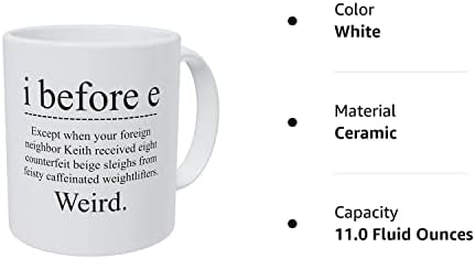 Caneca i antes de E Weird Funny Grammar Professor 11 onças Coffee Professores Inglês Motivação Escolar Correção