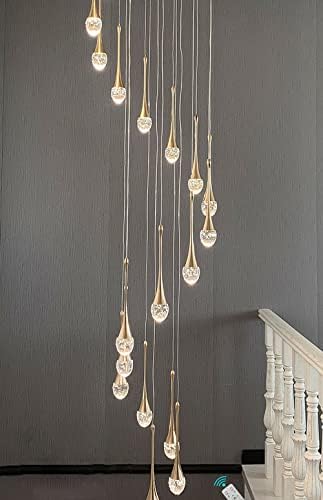 138 '' lustres de chão de chuva de cristal 26 luzes de escada de escada Candelier lustres de entrada de bolhas de cristal