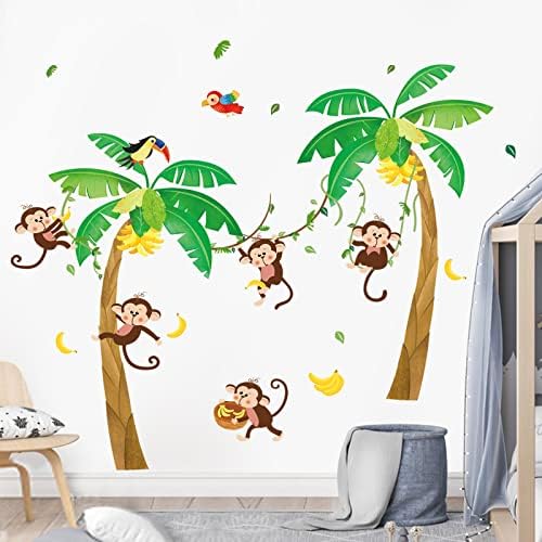 Maravilhas de Monkey e Tree Wall Stickers Jungle Animals Peela