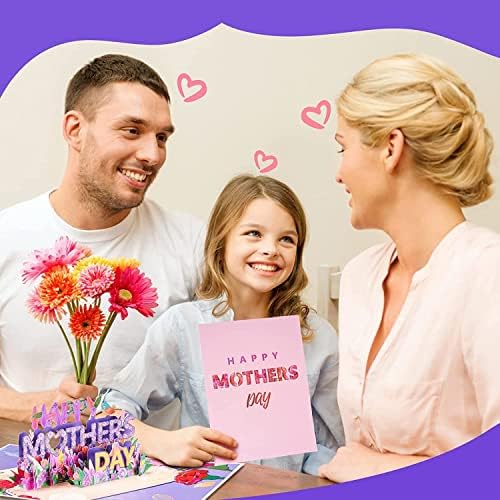 Cartão do Dia das Mães Galiejar, Pop -Up Mothers Day Carting com envelope e tag de anotação, capa de 6x8in, para mãe mãe tia