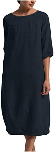 Mulheres vestidos midi moda algodão linho de algodão curta curta mid-bef kaftan camisa vestido de camisa império cintura solta longa