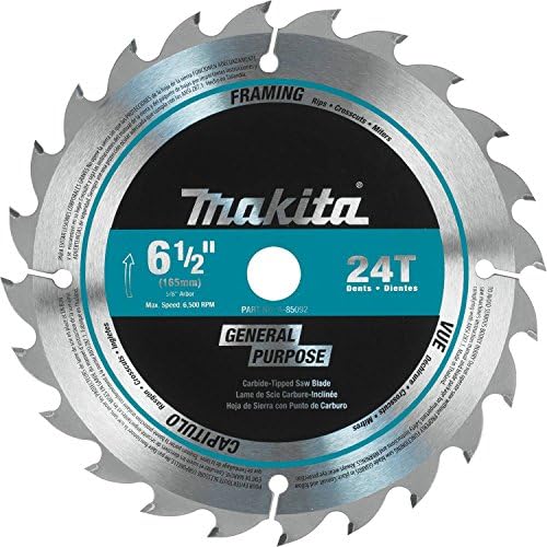 Makita A-85092 6-1/2 24T Blade de serra circular com ponta de carboneto, propósito geral