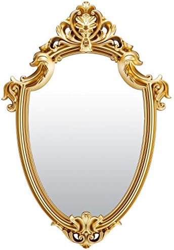 Espelho de parede decorativo omiro de forma de escudo de ouro, 16 l x 11 w