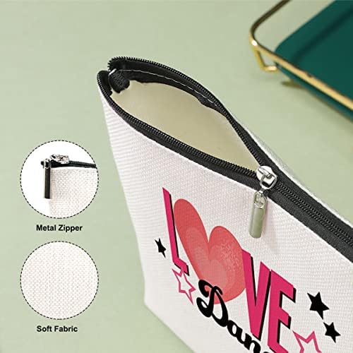 Ovfhus Love Dance Make Up Bag Dance Gifts Dançarina Ballet Funnamente Cosmético Bolsa de Viagem Presentes de Apreciação