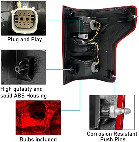 JARONX COMPATÍVEL COM FORD F150 CONJUNTO DE LUZ DE TAÇA 2018 2019 2020, Lâmpada traseira da luz da luz do freio com lâmpadas para passageiro