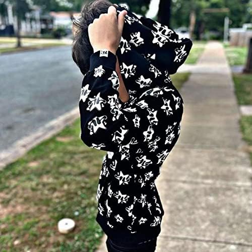 BSUNSOMEM Mulheres Full Full Up Hoodie Y2K Grunge Star Print Sweatshirt Goth Comodie de luxo de grandes dimensões