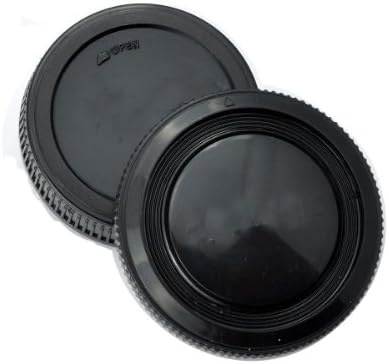 Tampa corporal da câmera e tampa da lente traseira para Olympus OM-1 OM-2 OM-3 OM-4 OM-10 Black.