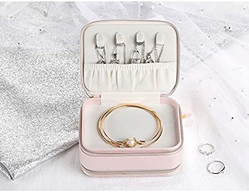 Caixa de jóias caixa de jóias portátil simples com zíper brincos caixa de armazenamento de jóias armazenamento multifuncional