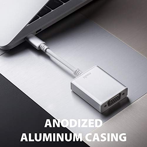 Moshi USB-C para adaptador VGA, Plug-N-play, suporta resoluções HD 1080p@60Hz, invólucro de alumínio, para MacBook Silver