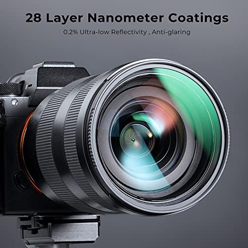 K&F Concept 72mm Circular Polarizers Filtro e MC Kit de filtro de proteção UV com tampa de lente Up & Down Lens, 28 revestimentos