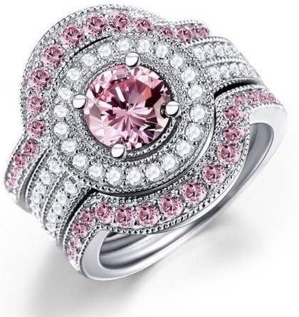 Play Pailin 15 Charm Jóias Mulheres 925 Prata Rosa Pink Sapphire Gemstone Wedding Bridal Ring SZ6-10