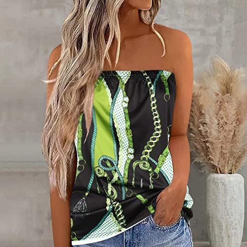 Top Bustier Shirt for Lady Summer Summer Fall Roupas sem mangas gráficas CRUPPED TUBE BANDEau Tee Casual 9W 9W