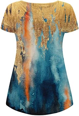 Mulheres ombre tie tye henley camisa colorida em mármore túnica gráfica para leggings relaxado ajuste roço dianteiro de manga curta