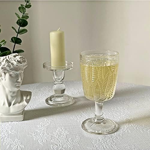 Xycmnv Vintage Clear Wine Glass Set-6 Conjunto de peças, 11 onças, padrão floral em relevo não deslizamento, vidro verde,