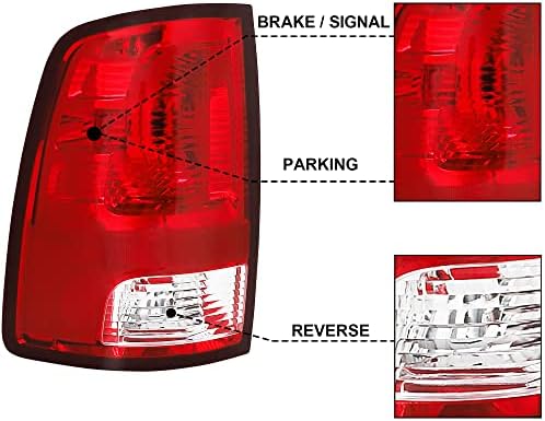 Conjunto da luz traseira de Jenuo Fit para 2009-2018 Dodge Ram 1500 2500 3500 Lado do motorista da luz traseira e lado