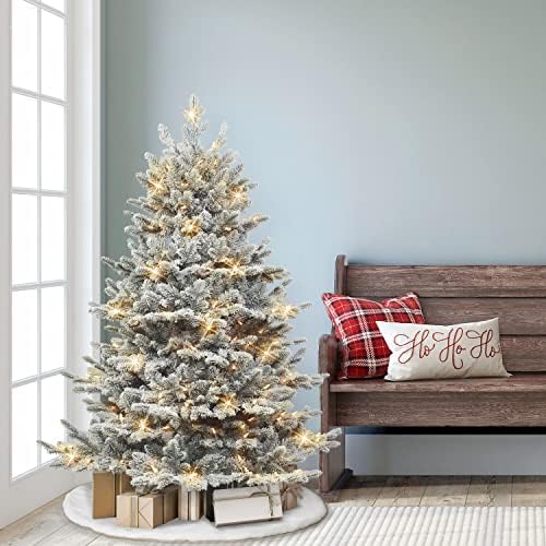 4,5 pés pré-iluminada majestoso majestoso Douglas Fir Downswept Tree, 1754 Dicas de PE/PVC, Pole® com iluminação segura, 250 Ul Light