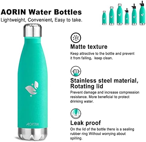 Garrafa de água em aço inoxidável isolada aorina - 24 horas de resfriamento e 12 horas mantêm aquecido. Resistência a arranhões em revestimento em pó Fácil de limpar