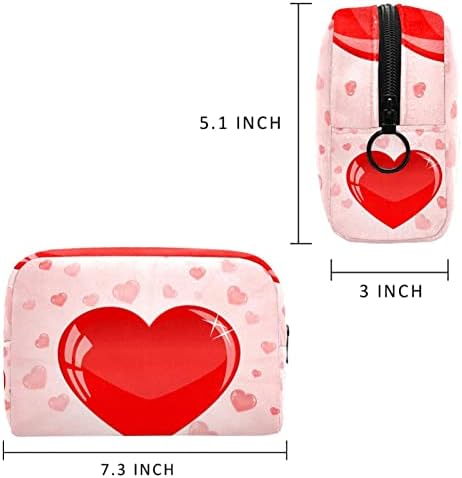 Saco de maquiagem pequeno, organizador cosmético da bolsa com zíper para mulheres e meninas, Red Heart Valentine