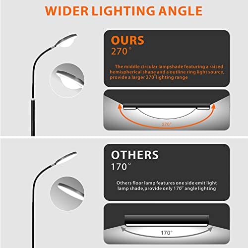 XXean Super Bright LED Floor luminoso com lâmpada de pé remota e 22W para o quarto, lâmpada de brilho de 10 níveis ajustável