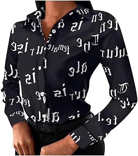 Blusas coloridas de túnica feminina camisetas de botão de botão de manga comprida tampas de tampas de tampas florais de colarinho