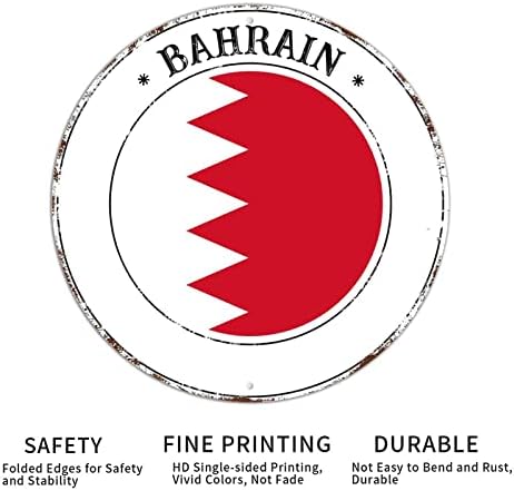 Bandeira bahrein retro metal arte sinal retro estilo alumínio grinaldas de metal signo de parede pendurar decoração de ferrugem livre à prova de intempéries integral de desbotamento patriótico sinais de grinalda de metal bahrein para fazenda home home 12x12in