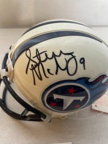 Steve McNair assinou autografado Tennessee Titans Mini capacete JSA AE72588 - Mini capacetes autografados da NFL