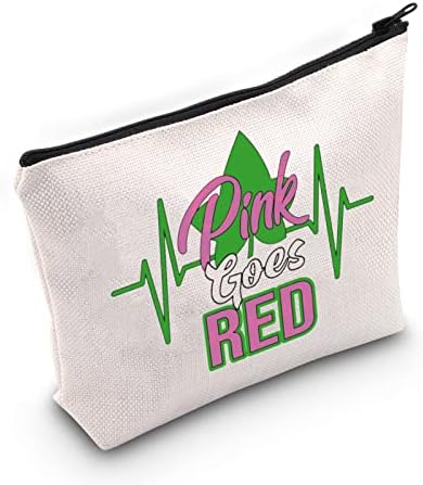 TOBGB Sorority Gift Pink Goes Red Sorority Makeup Bag Pink e Green 1908 Afro -American Mulheres Presente Presente