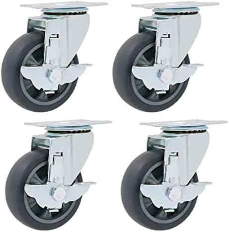 Casters 4 rodas de vebante de embalagem, molhadores de serviço pesado com freio, lutadores de placas giratórios, rodas de transporte