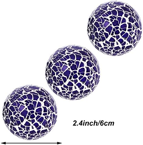 Bolas decorativas Kesywale 6pcs Conjunto de 2,4 polegadas/ 6 cm de esferas de mosaico pequenas esferas de vidro esferas