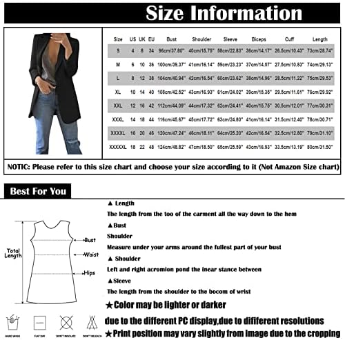 Jaquetas de blazer fqzwong para mulheres, negócios de manga longa casual de tamanho clássico clássico de tamanho grande jaquetas de trabalho casacos