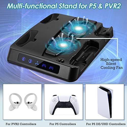 Augot mais recente suporte de carregamento para PS5 e PSVR2 Multifuncional Stand com ventilador de resfriamento e estação de carregamento