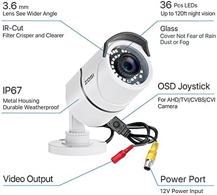 Câmera de segurança ZOSI 2.0MP 1080P 4-1-1 TVI/CVI/AHD/CVILA BURMA DE VISTURAÇÃO DO