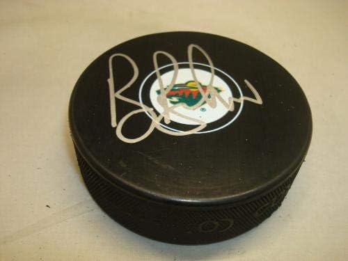Bruce Boudreau assinou o Puck Wild Hockey Minnesota autografado 1a - Pucks autografados da NHL
