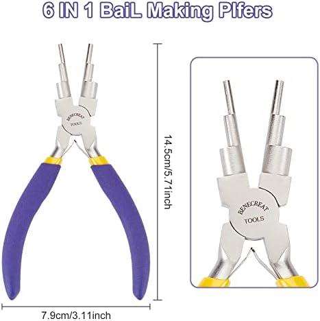 Bencreat 6 em 1 em 1 Fazendo alicates em loop de fios formando alicate com alça de alça de alça de conforto sem deslizamento para loops de 3 a 10 mm e anéis de salto