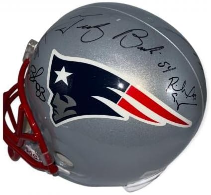 A equipe do New England Patriots Legends assinou o capacete autografado JSA - Capacetes NFL autografados